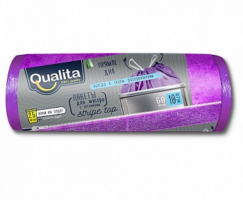 Qualita пакеты для мусора с затяжками 60л 10шт