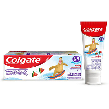 COLGATE зубная паста детская арбуз без фторида 6 9лет  60мл