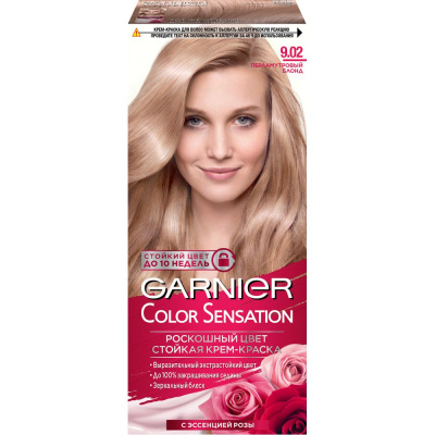 Garnier Color Sensation стойкая крем краска для волос с перламутром и эссенцией розы оттенок 9.02 перламутровый блонд Уценка