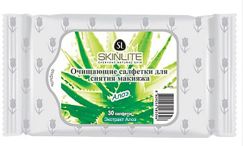 Skinlite очищающие салфетки для снятия макияжа алоэ
