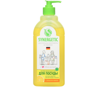 Synergetic редство для мытья посуды, детских игрушек с ароматом лимона 0,5л (дозатор)