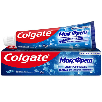 Colgate зубная паста макс фреш взрывная мята с освежающими кристаллами для свежего дыхания и защиты от кариеса 100 мл Уценка
