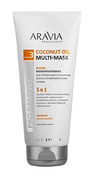 Aravia Professional Маска мультиактивная 5 в 1 для регенерации ослабленных волос и проблемной кожи головы Coconut Oil Multi-Mask 200 мл