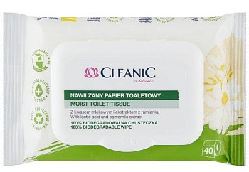 Cleanic Влажная туалетная бумага с ромашкой 40 шт