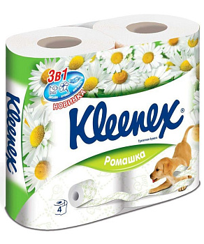Kleenex Туалетная бумага 3-х слойная с ароматиз Нежная ромашка 4 шт