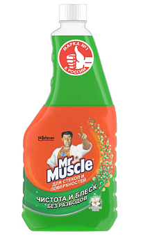 Мистер Мускул чистящее средство для стёкол с нашатырным спиртом с курком 530мл зелёный запаска