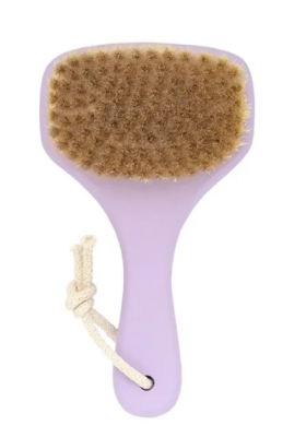 Lei массажная щетка  для сухого массажа натуральная щетина с покрытием фиолетовая
