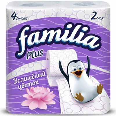 HAYAT 'Familia Plus' Туалетная бумага Магический цветок двухслойная, 4 шт (16шт в кор)