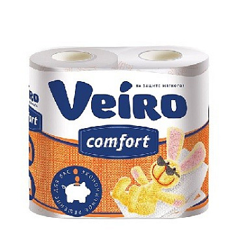 Veiro туалетная бумага Comfort 2-х слойная оранжевая 4шт