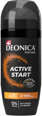 Deonica for men антиперспирант active start ролик 50 мл