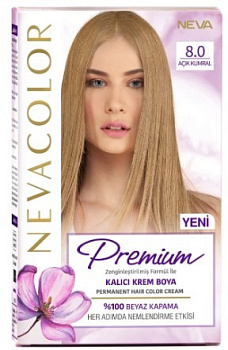 Nevacolor PRЕMIUM стойкая крем краска для волос 8.0 LIGHT BLONDE светло коричневый