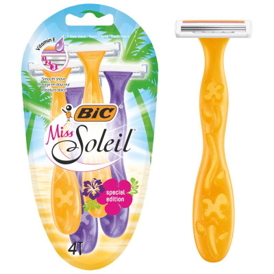 Bic бритва женская одноразовая miss soleil special edition 3 лезвия уп 4 шт