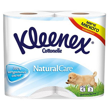 Kleenex туалетная бумага natural care 3 слоя 4 шт