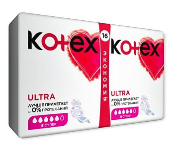 Kotex прокладки гигиенические Ultra супер 16шт