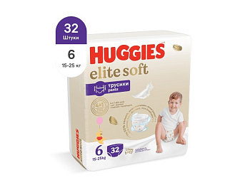 Huggies Elite Soft трусики-подгузники 6 размер (15-25кг) 32шт