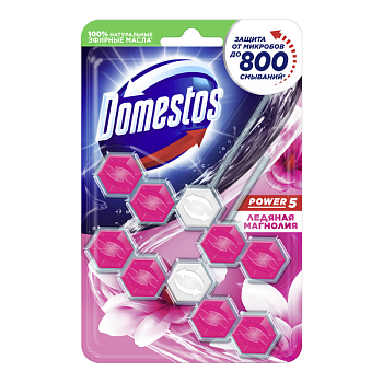 Domestos Power 5 Duo блок для унитаза ледяная магнолия защита от микробов и налета 2X55 гр