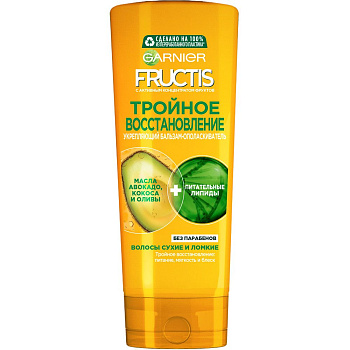 Fructis укрепляющий бальзам ополаскиватель тройное восстановление для сухих и ломких волос 387 мл