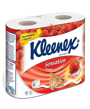 Kleenex Туалетная бумага 3-х слойная с ароматиз Сочная Клубника 4 шт