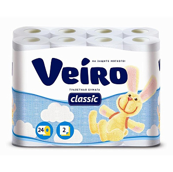 Veiro туалетная бумага Classic 2-х слойная белая 24шт