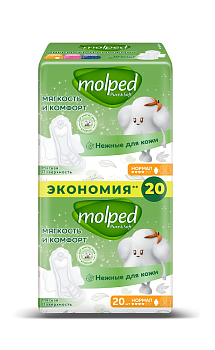 Molped ультратонкие прокладки pure soft duo с крылышками нормал 20шт