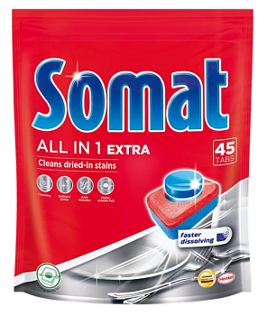 Somat all in 1 extra таблетки для посудомоечных машин 45 шт