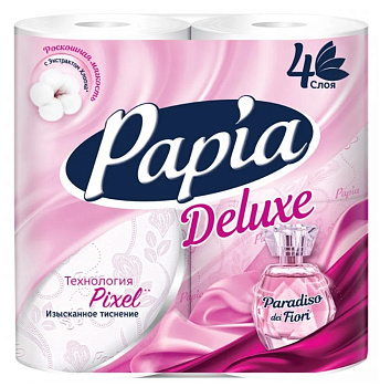 Papia Deluxe туалетная бумага Paradiso Fiori белая четырёхслойная 4шт