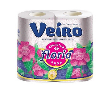 Veiro туалетная бумага Floria 2-х слойная Душистый пион 4шт