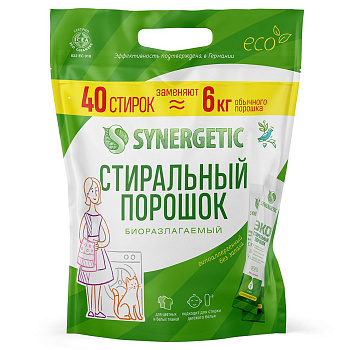 Synergetic стиральный порошок 40 стиков для стирки