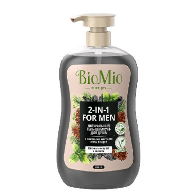 BioMio гель-шампунь для душа с эфирными маслами мяты и кедра Натуральный 650мл