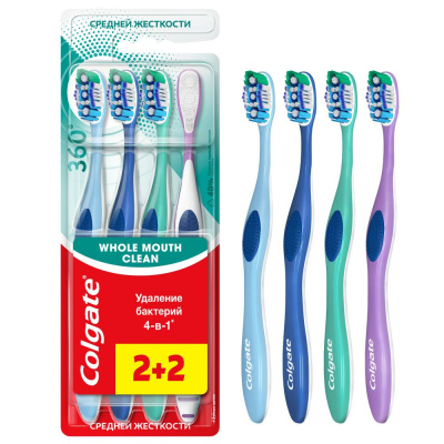 Colgate зубная щетка 360 суперчистота средняя 2+2 промо Уценка