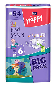 Подгузники для детей BELLA Happy Junior Extra по 54 шт, вес 16 кг + (6мес)