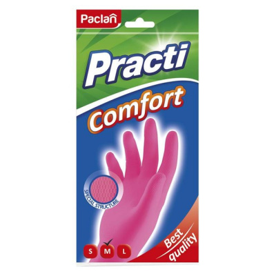Paclan перчатки резиновые Comfort размер M розовые 1 пара
