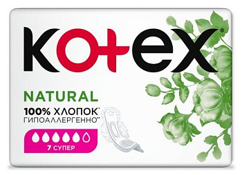 Kotex прокладки гигиенические Natural супер 7шт