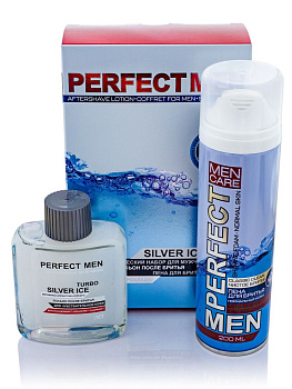 ПН MEN perfect men turbo silver ice лосьон после бритья 100 мл+пена для бритья 200 мл
