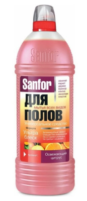 Sanfor средство универсальное для мытья полов ультра блеск освежающий цитрус 1л
