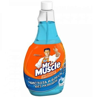 Mr Muscle чистящее средство для стёкол и поверхностей со спиртом 500 мл запаска синий