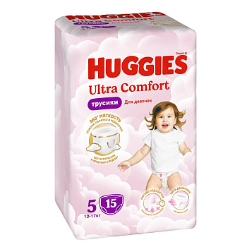 Huggies ultra comfort 5 12-17 кг трусики подгузники 15 шт для девочек