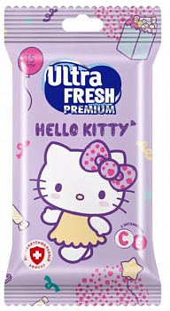 Ultra Fresh premium hello kitty влажные салфетки 15 шт