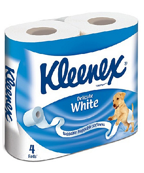 Туалетная бумага KLEENEX 2-хслойная неароматизированная Деликат Уайт 4 шт
