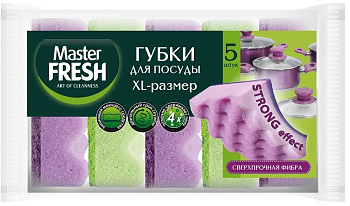 Master FRESH губки для мытья посуды XL размер strong effect 5шт
