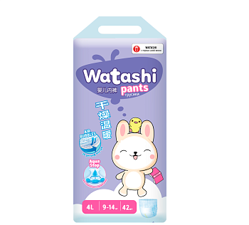 Watashi трусики подгузники одноразовые для детей 4/L 9-14 кг jambo pack 42 шт Уценка