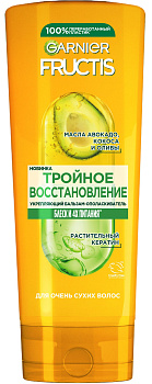 Fructis укрепляющий бальзам ополаскиватель тройное восстановление для сухих и ломких волос 387 мл