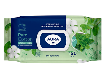Aura Family влажные салфетки освежающие big pack с крышкой 120 шт