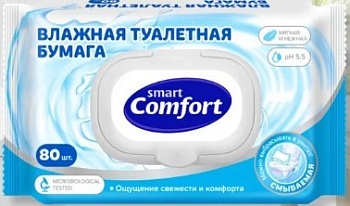 Comfort smart №80 влажная туалетная бумага с пластиковым клапаном