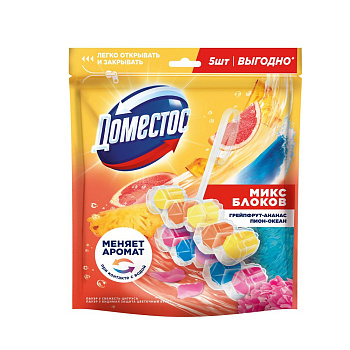 Доместос блок для очищения унитаза свежесть цитруса и цветочный букет 2X50+3X50 гр
