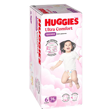 Huggies ultra comfort 6 15-25 кг трусики подгузники 76 шт для девочек