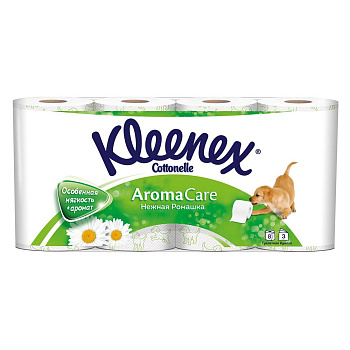 Kleenex aroma care туалетная бумага 3 слоя с ароматом ромашки 8 шт