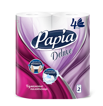 Papia Deluxe бумажные полотенца белые четырёхслойные 2шт