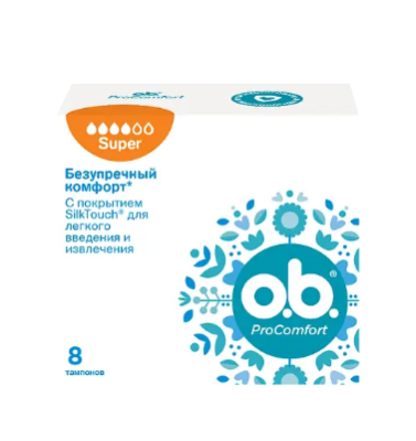 O.B. тампоны procomfort супер 8 шт стикер johnson & johnson