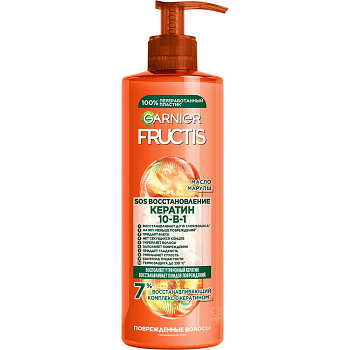 Fructis sos спасатель волос 10 в 1 комплексный несмываемый крем уход против ломкости и секущихся кончиков для термозащиты и восстановления поврежденных волос 400 мл